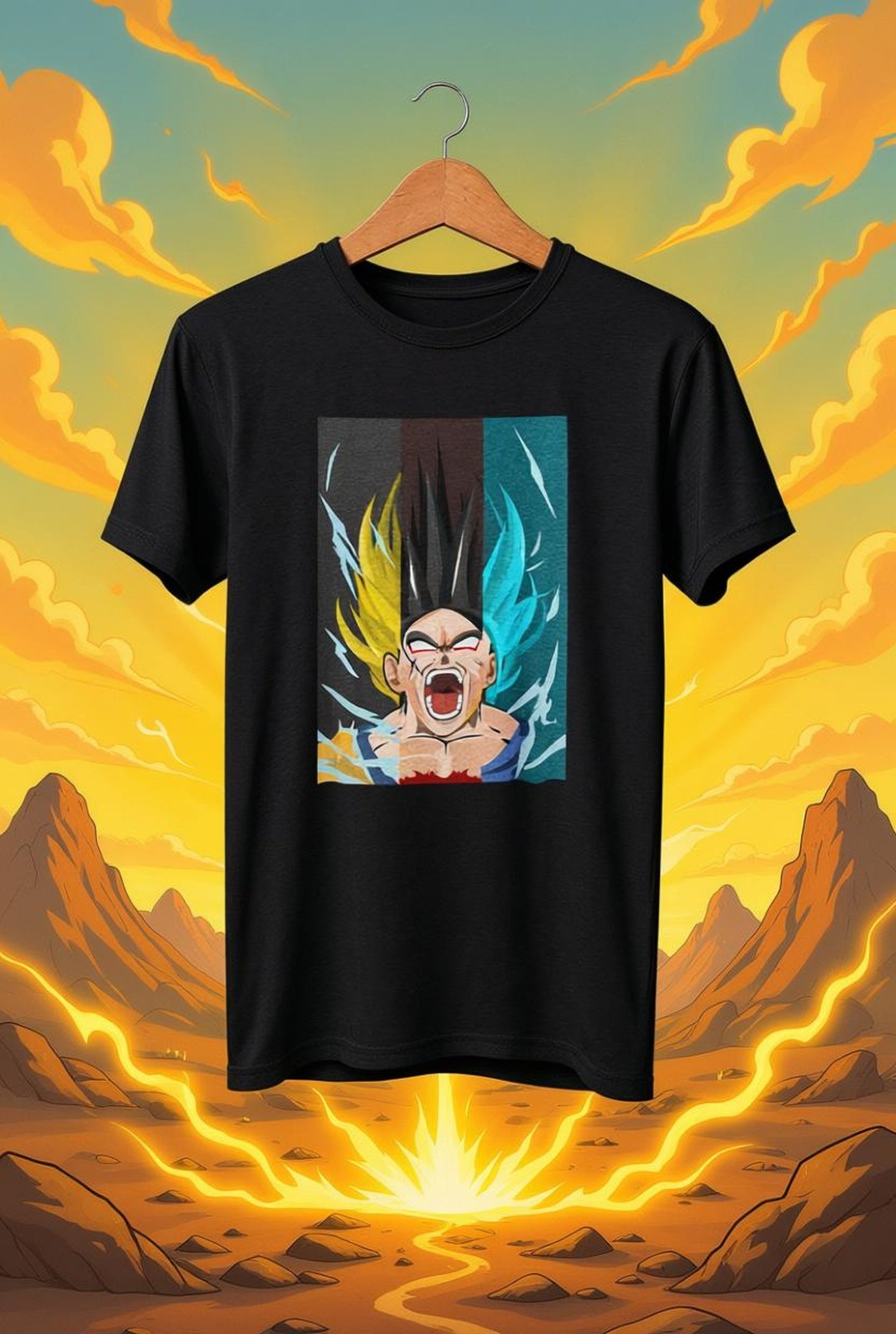 Anime Power Burst T-Shirt — Split Aura Scream Graphic Tee