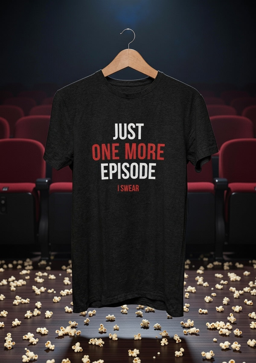 One More I Swear T-Shirt — Minimalist Red Text Graphic Tee