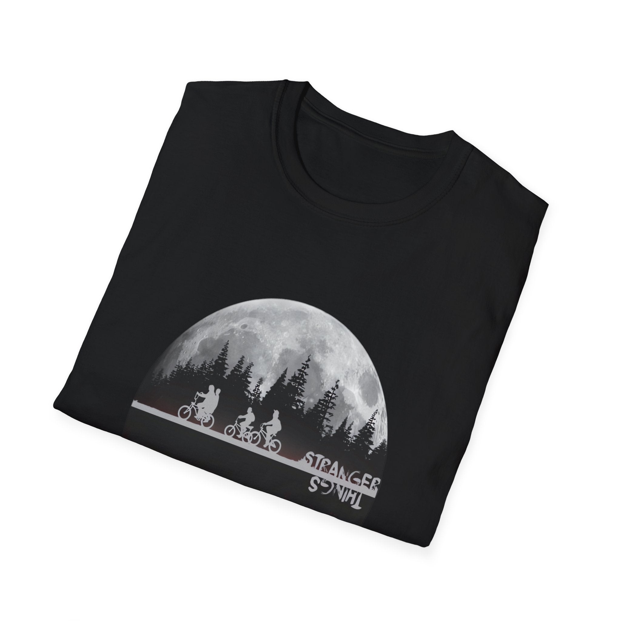 Stranger Things Inspired Moon Bike Tee — Upside-Down Forest Silhouette T-Shirt