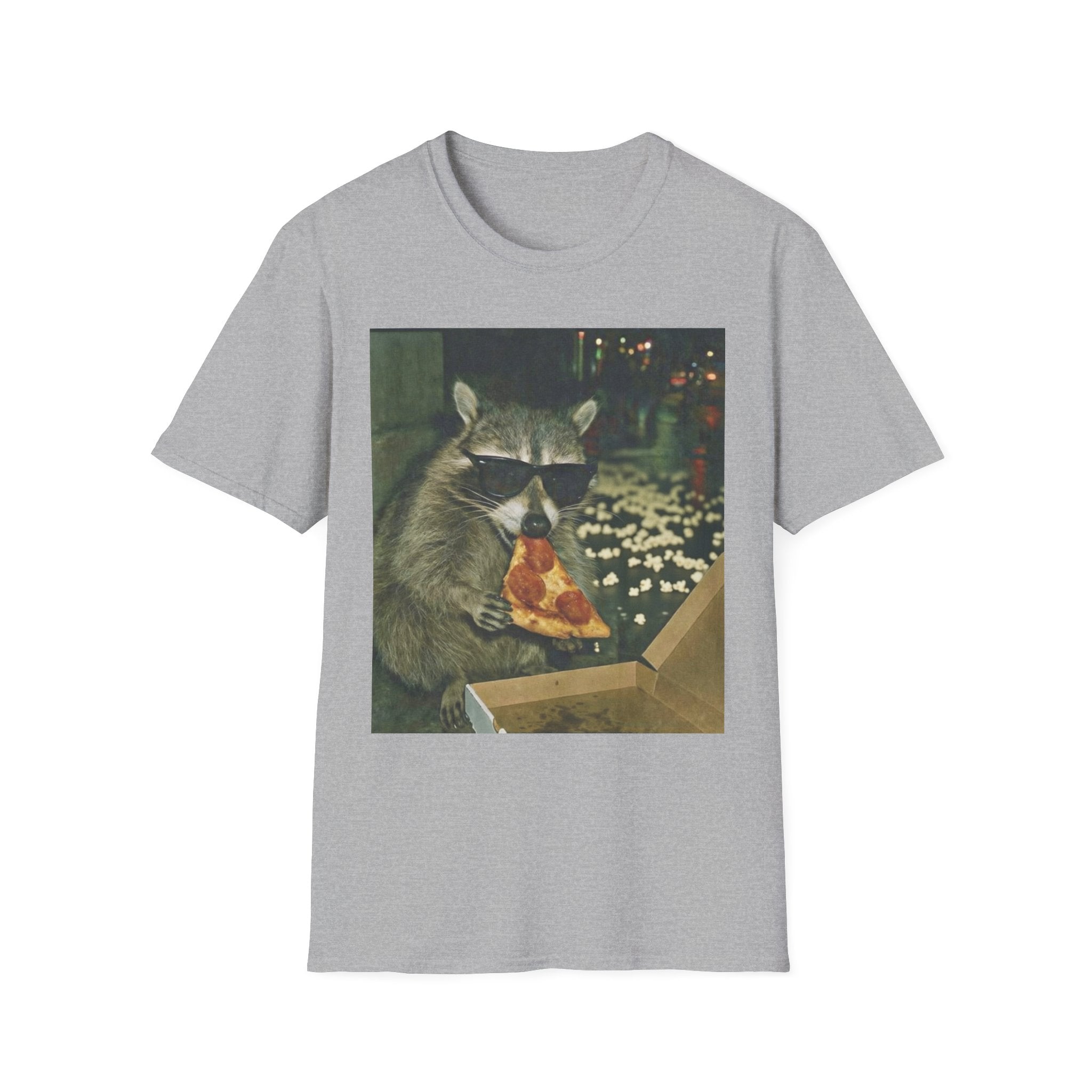 Raccoon Pizza Night T-Shirt — 'Pizza & Popcorn' Movie Night Tee