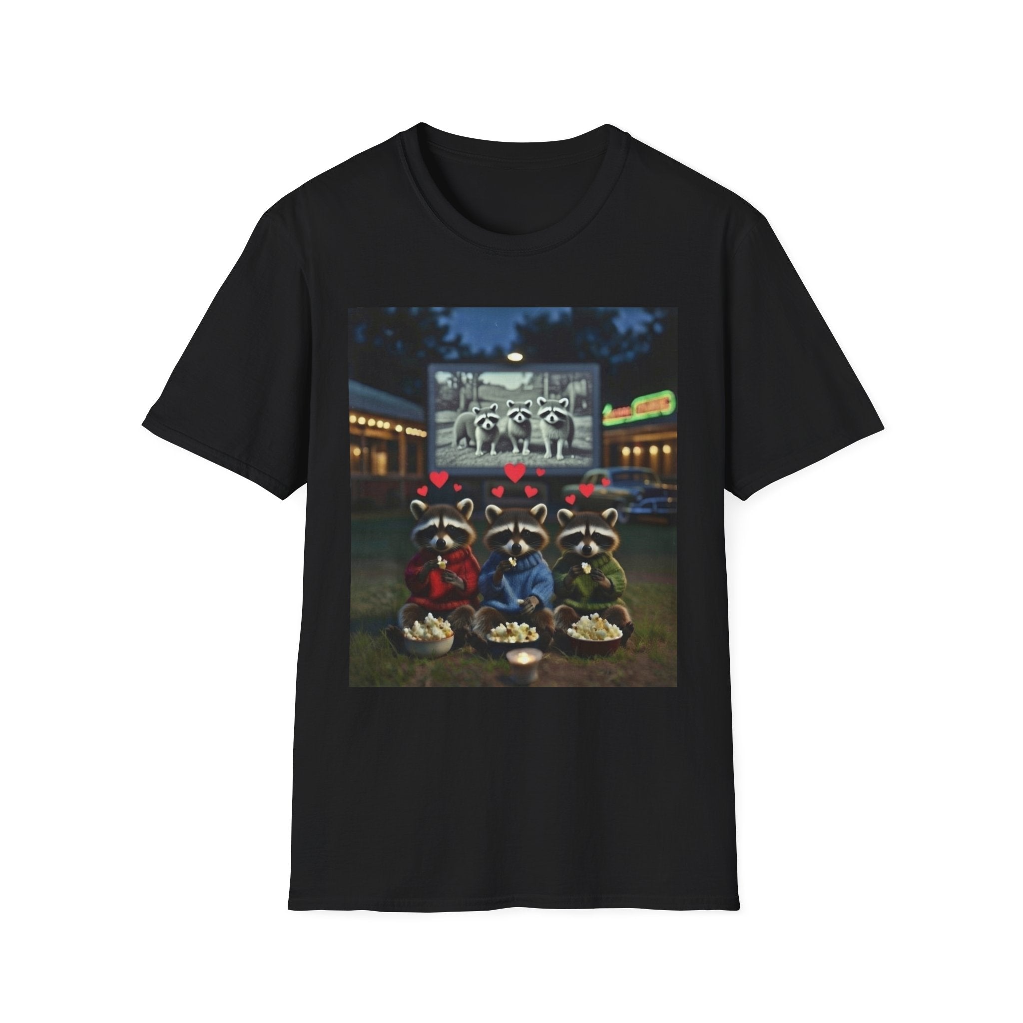 Raccoon Drive-In Movie T-Shirt — Retro Night Out Graphic Tee